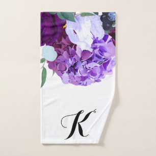 Personalised Hand Towel Lavender Hibiscus on White