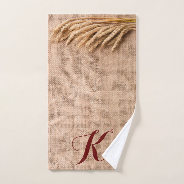 Personalised Hand Towel Wheat on Burlap Sack Count (Hand Towel)