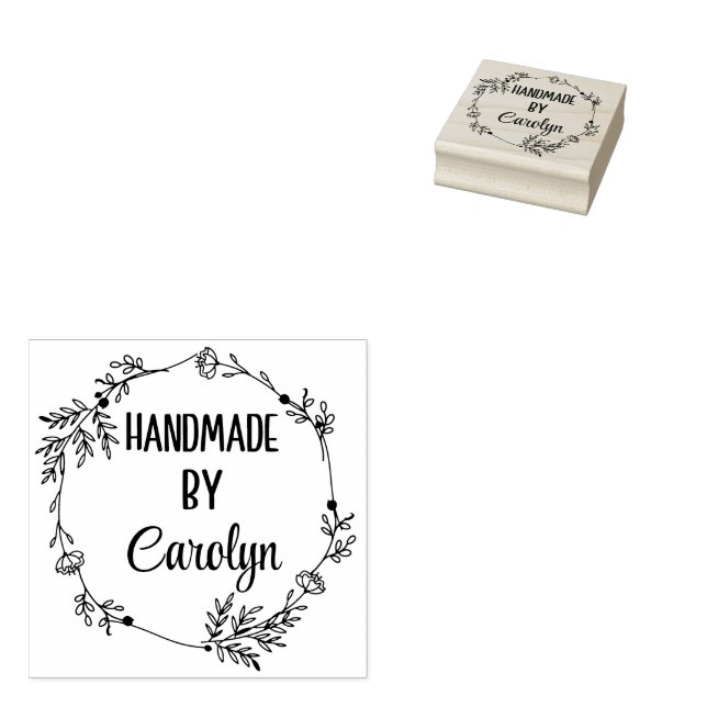 Personalised "Handmade By" Wood Stamp (Stamped)
