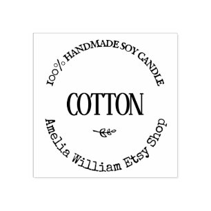 Personalised handmade candle product label rubber stamp
