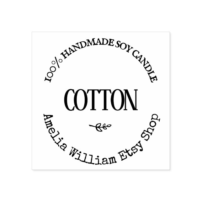 Personalised handmade candle product label rubber stamp (Imprint)