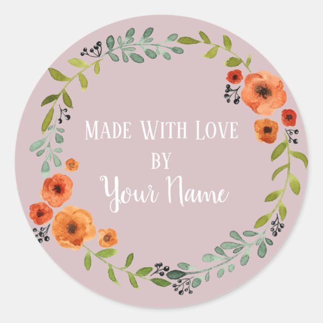 Personalised Handmade Flower Wreath Sticker (Front)