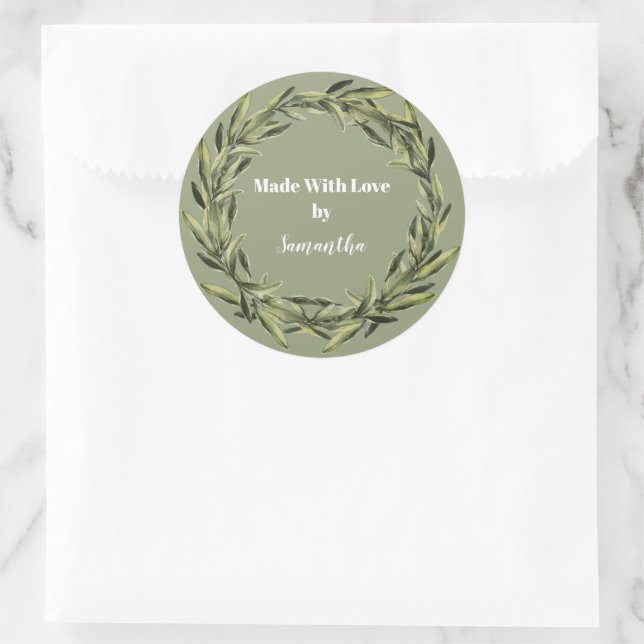 Personalised Handmade Product Flower Wreath Classic Round Sticker (Bag)