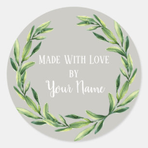 Personalised Handmade Product Flower Wreath Classic Round Sticker