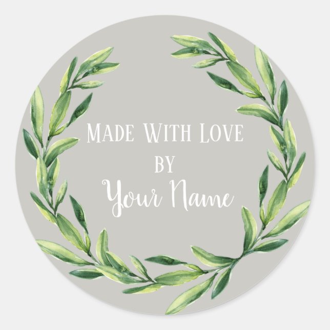 Personalised Handmade Product Flower Wreath Classic Round Sticker (Front)