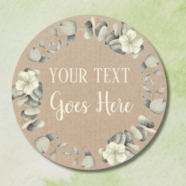 Personalised Handmade Vintage Eucalyptus Rustic Classic Round Sticker (Personalised Handmade Vintage Eucalyptus Rustic Classic Round Sticker)