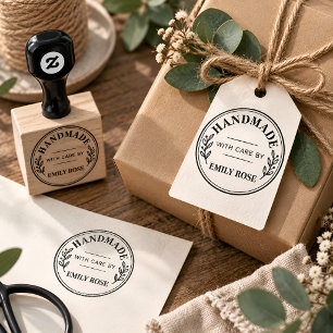 Personalised Handmade With Care Custom Name Self-inking Stamp