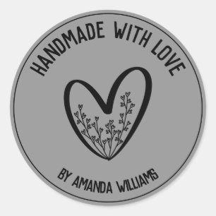 Personalised Handmade with Love Classic Round Sticker
