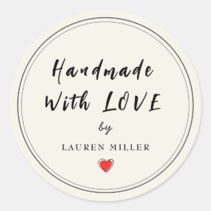 Personalised Handmade with love  Classic Round Sticker