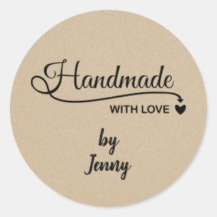 Personalised Handmade With Love Classic Round Sticker
