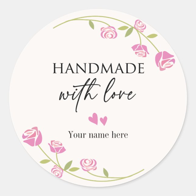 Personalised Handmade with love sticker (Front)