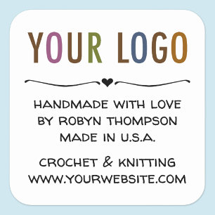 Personalised Handmade with Love Stickers with Logo