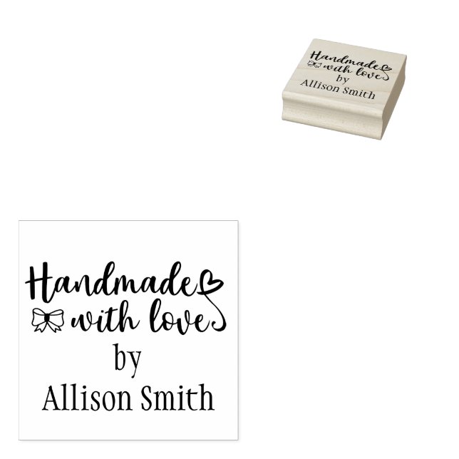 Personalised Handmade with Love Wood Stamp (Stamped)