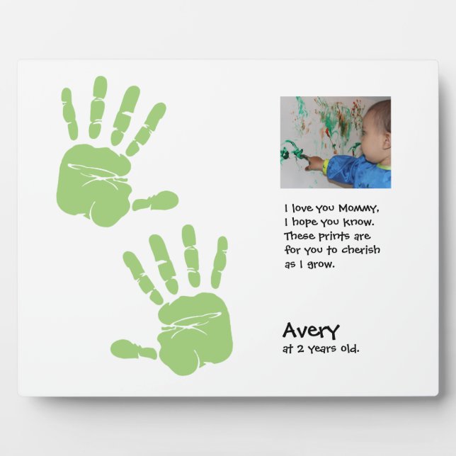 Personalised handprint poem for mum with photo plaque (Front)
