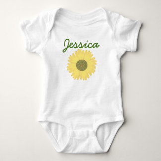 Personalised Handrawn Handpainted Sunflower Baby Bodysuit