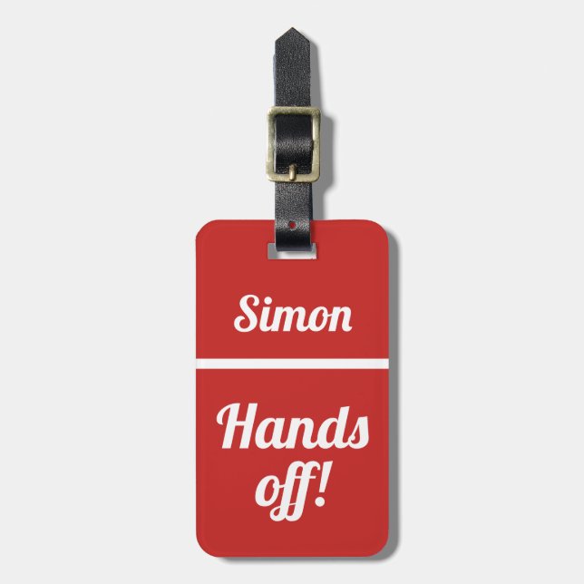 Personalised Hands Off | Funny Luggage Tag (Front Vertical)