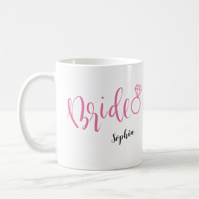 Personalised handwriting bride mugs (Left)
