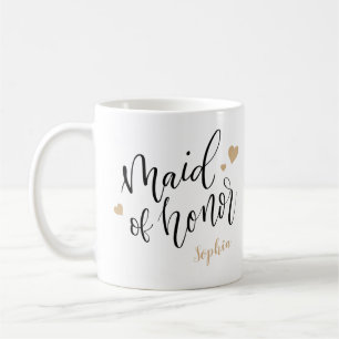 Personalised handwriting maid of honour mugs