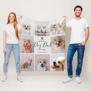 Personalised Handwritten Best Dog Dad 8 Photo Fleece Blanket