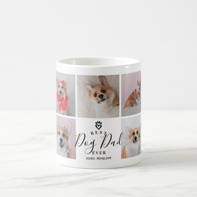 Personalised Handwritten Best Dog Dad 9 Photo Coffee Mug (Center)