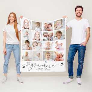 Personalised Handwritten Love You Grandma 16 Photo Fleece Blanket