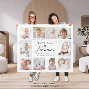 Personalised Handwritten Love You Nana 10 Photo Fleece Blanket