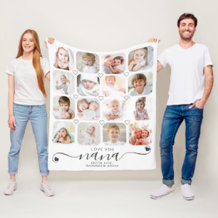 Personalised Handwritten Love You Nana 16 Photo Fleece Blanket