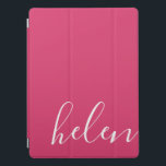 Personalised Handwritten Modern Script in Pink iPad Pro Cover<br><div class="desc">A gorgeous way to protect your iPad,  this pink and white cover in a beautiful script font can be personalised with the name of phrase of your choice. In pink and white.</div>