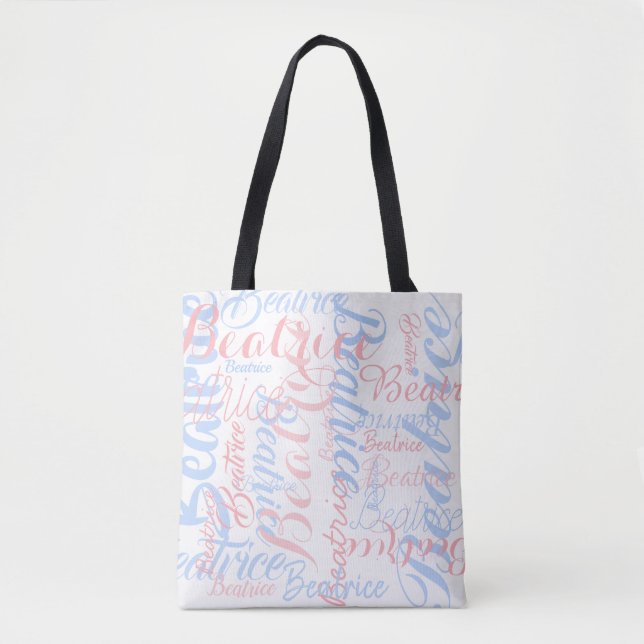 personalised handwritten names, typography tote bag (Front)