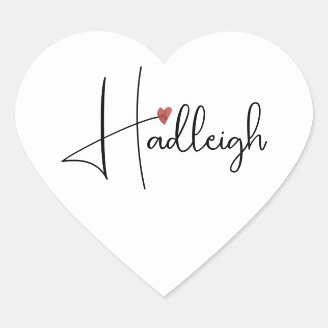 Personalised Handwritten Script Name  Heart Sticker (Front)