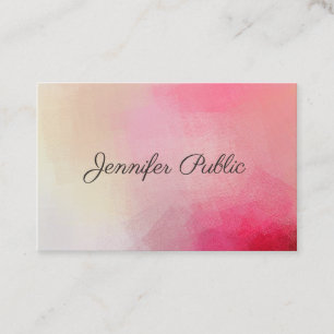 Personalised Handwritten Text Modern Elegant Pink Business Card