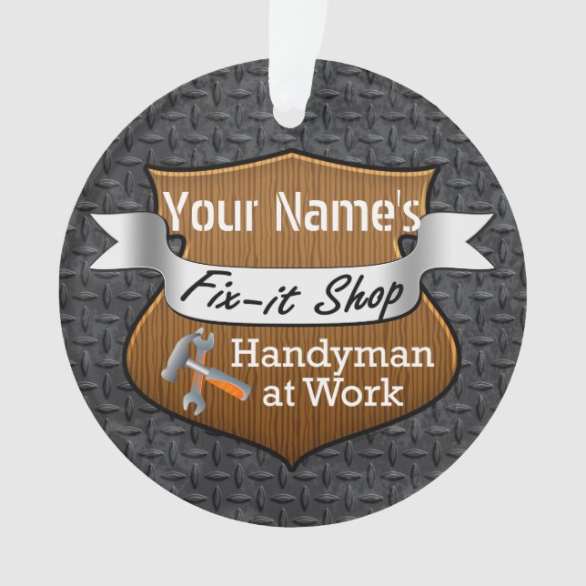 Personalised Handyman Fix-It Custom Name Ornament (Front)