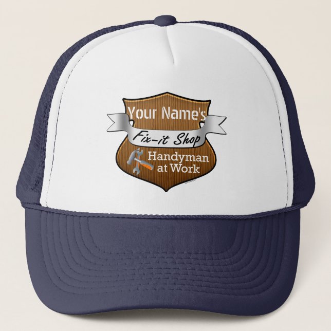 Personalised Handyman Fix-It Custom Name Trucker Hat (Front)
