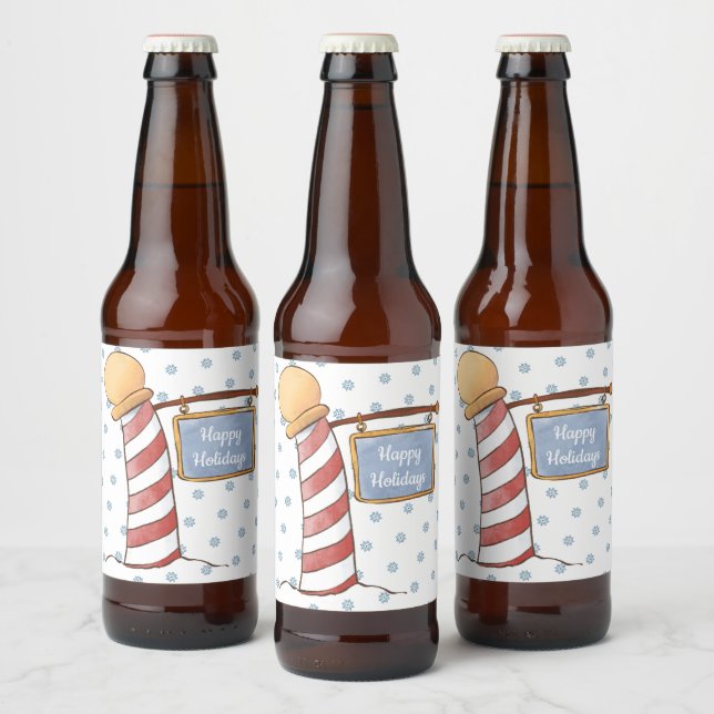 Personalised Hanging Sign Striped Pole Holiday    Beer Bottle Label (Bottles)