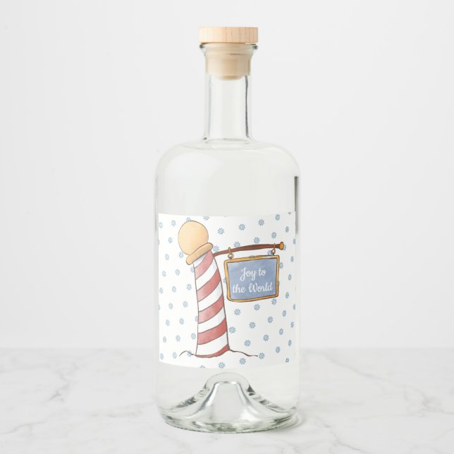 Personalised Hanging Sign Striped Pole Holiday    Liquor Bottle Label (Front)
