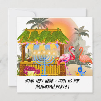 Personalised Hanukkah Card – Beach Theme Tiki Bar 