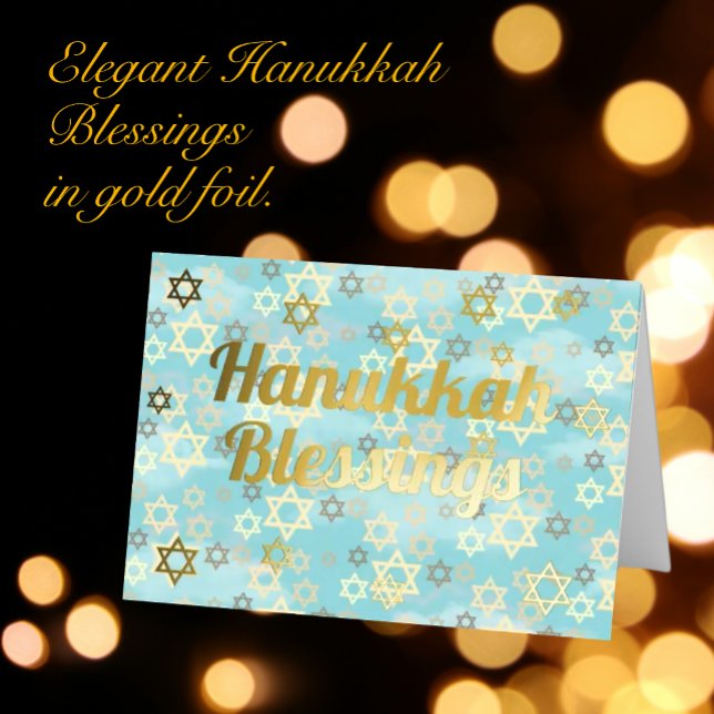 Personalised Hanukkah Elegant Modern Gold Foil  Foil Holiday Card (Scroll down to see just how beautiful and elegant this foil lettering is)