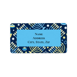 Personalised Hanukkah Menorah Star of David  Label