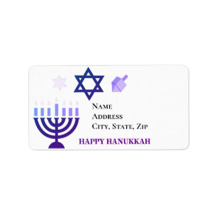 Personalised Hanukkah Modern Menorah Star of David Label