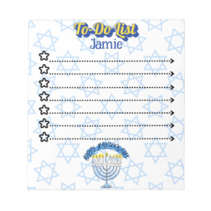 Personalised Hanukkah Notepad To-Do List