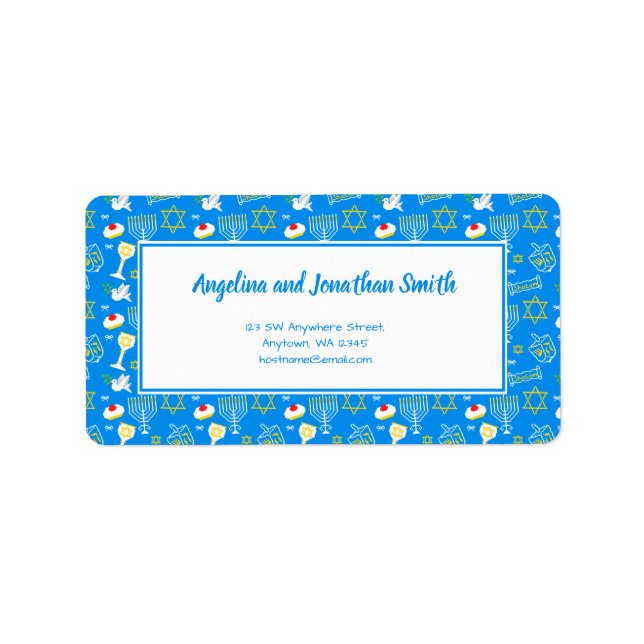 Personalised Hanukkah Pattern Label (Front)