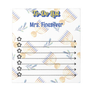 Personalised Hanukkah to-do list Notepad