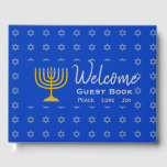 Personalised HANUKKAH Welcome Guest Book<br><div class="desc">Personalised HANUKKAH Welcome Guest Book in mid blue Keep the memories of your special gatherings alive by collecting your guests' thoughts in this subtly stylish Hanukkah Guest Book. The placeholder text is customisable, so you can change the description, eg. to your family name, Visitors Book, etc. Suitable for Hanukkah, Weddings,...</div>