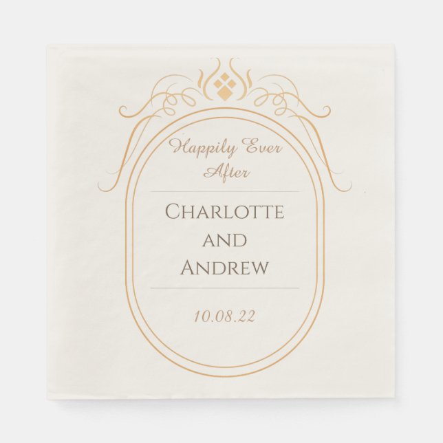 Personalised Happily Ever After Wedding Napkin (Front)