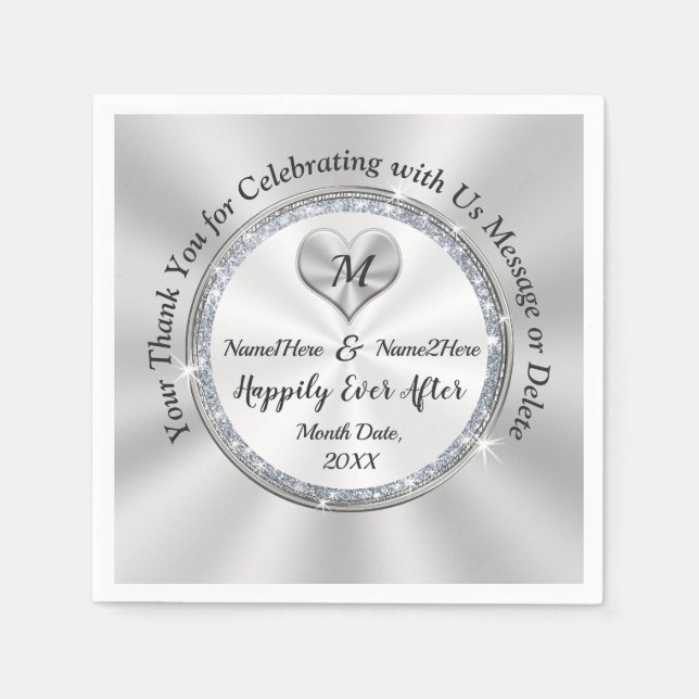 Personalised Happily Ever After Wedding Napkins (Front)