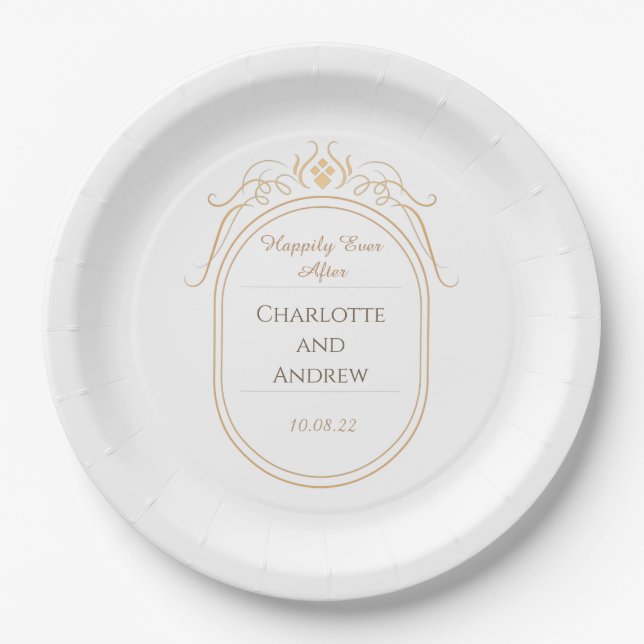 Personalised Happily Ever After Wedding Paper Plate (Front)