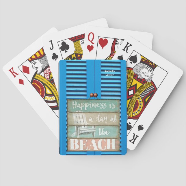 Personalised "Happiness is a Day at the Beach" Art Playing Cards (Back)