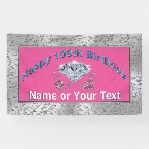Personalised Happy 100th Birthday Banner for Her