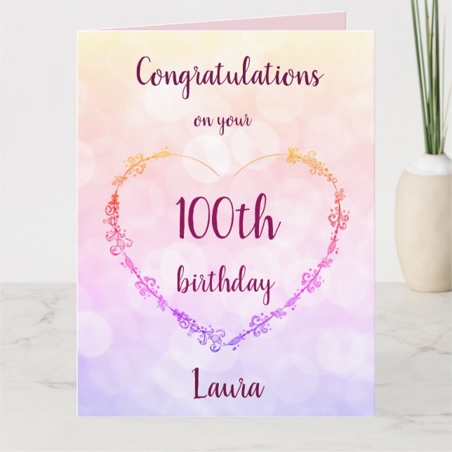 Personalised Happy 100th Birthday Card (Front)