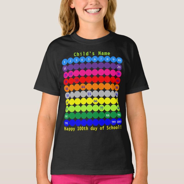 Personalised Happy 100th Day of School Kids' Shirt (Front)